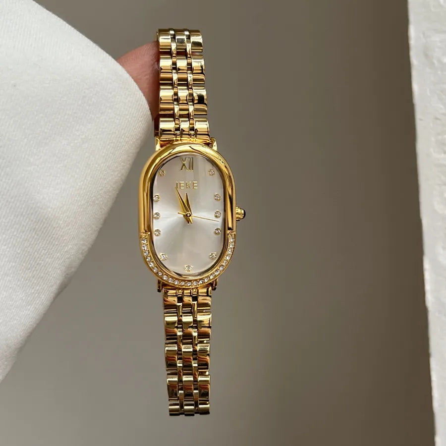 Casual Elegant Luxurious Oval Butterfly Double Snap Quartz Watch