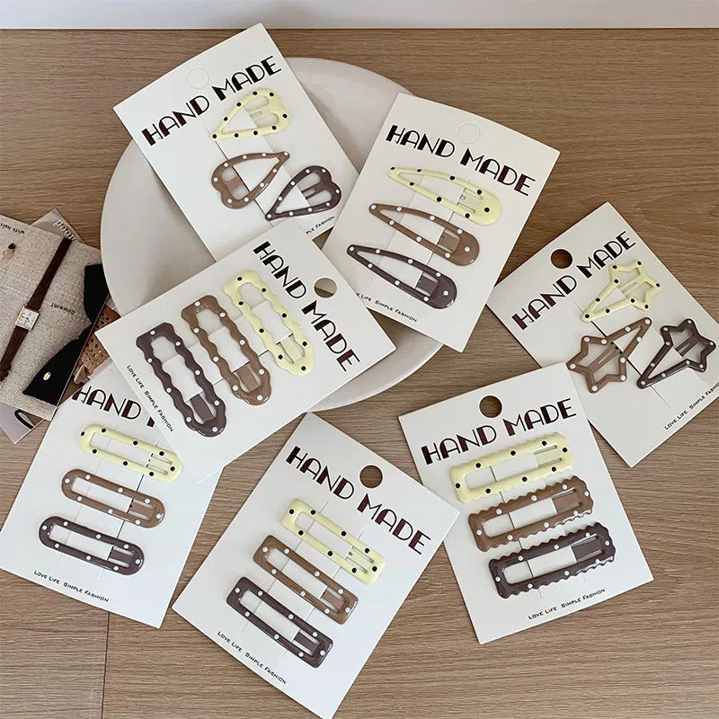 Polka Dot BB Clip Metal Star Hair Accessories Women Basic Versatile Mermaid Color Series Coffee Brown Drip Oil Color Hair Clips