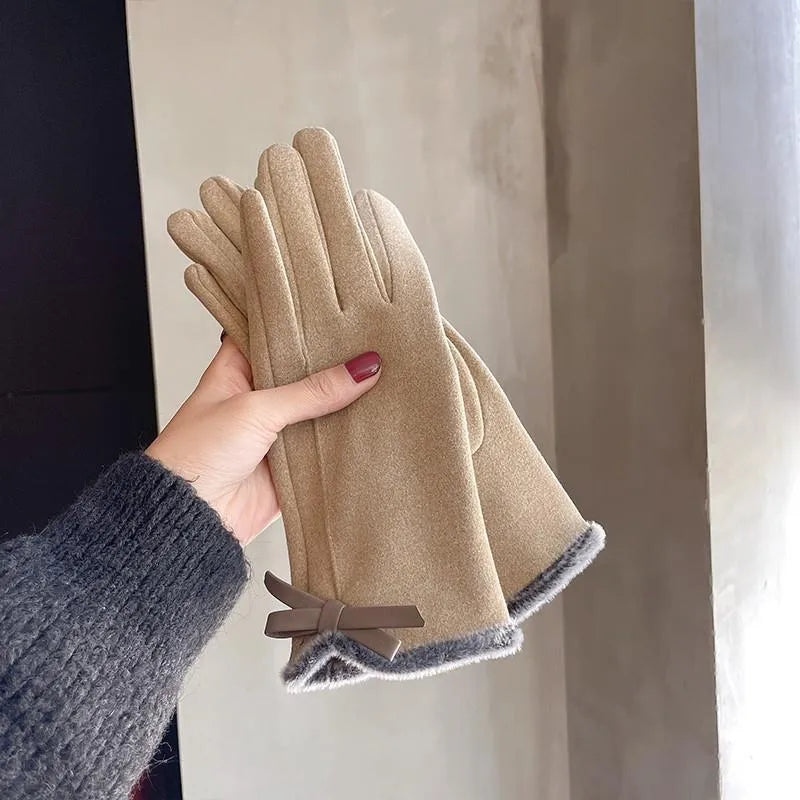 women's simple style solid color velvet polyester gloves 1 pair