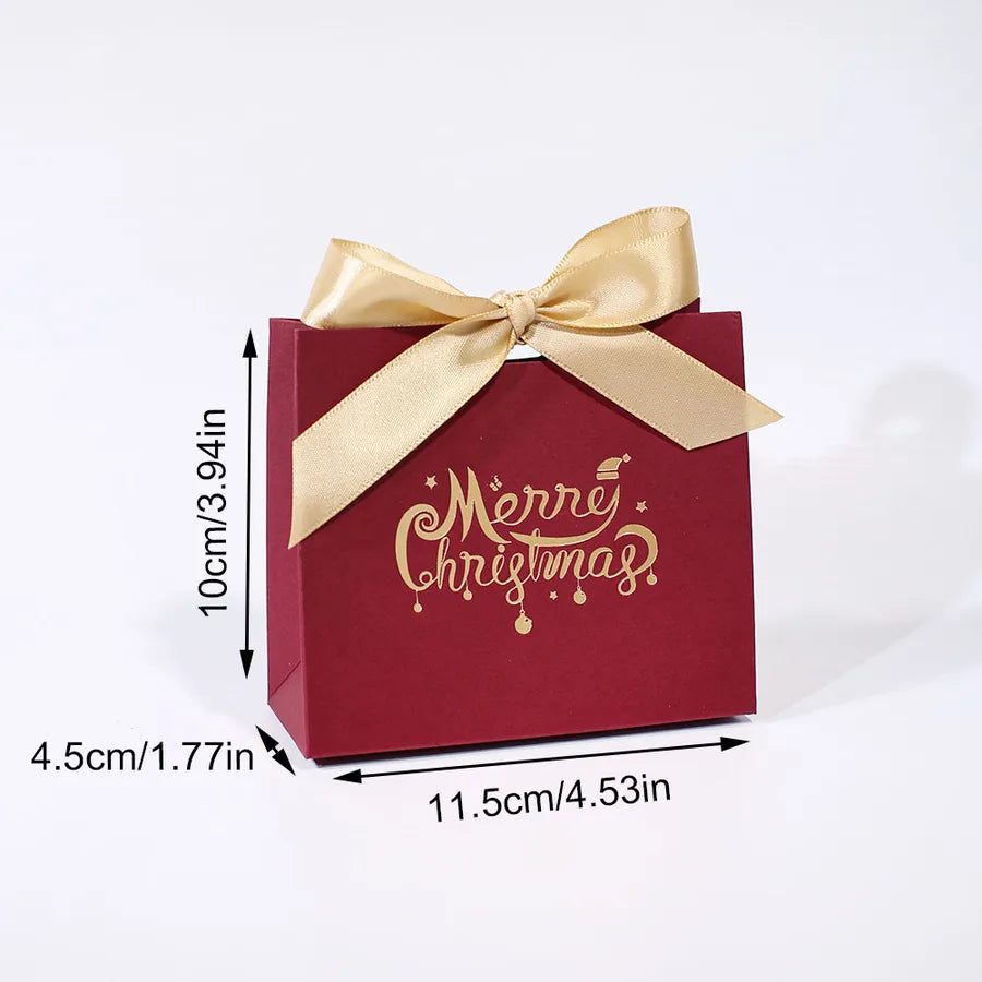 Merry Christmas Gift Box Decorative Multicolor Christmas Packaging Box Holiday Festive White Cardstock Bell wreath Design