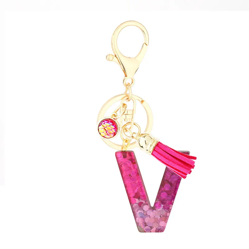 1 piece fashion letter resin patchwork unisex keychain