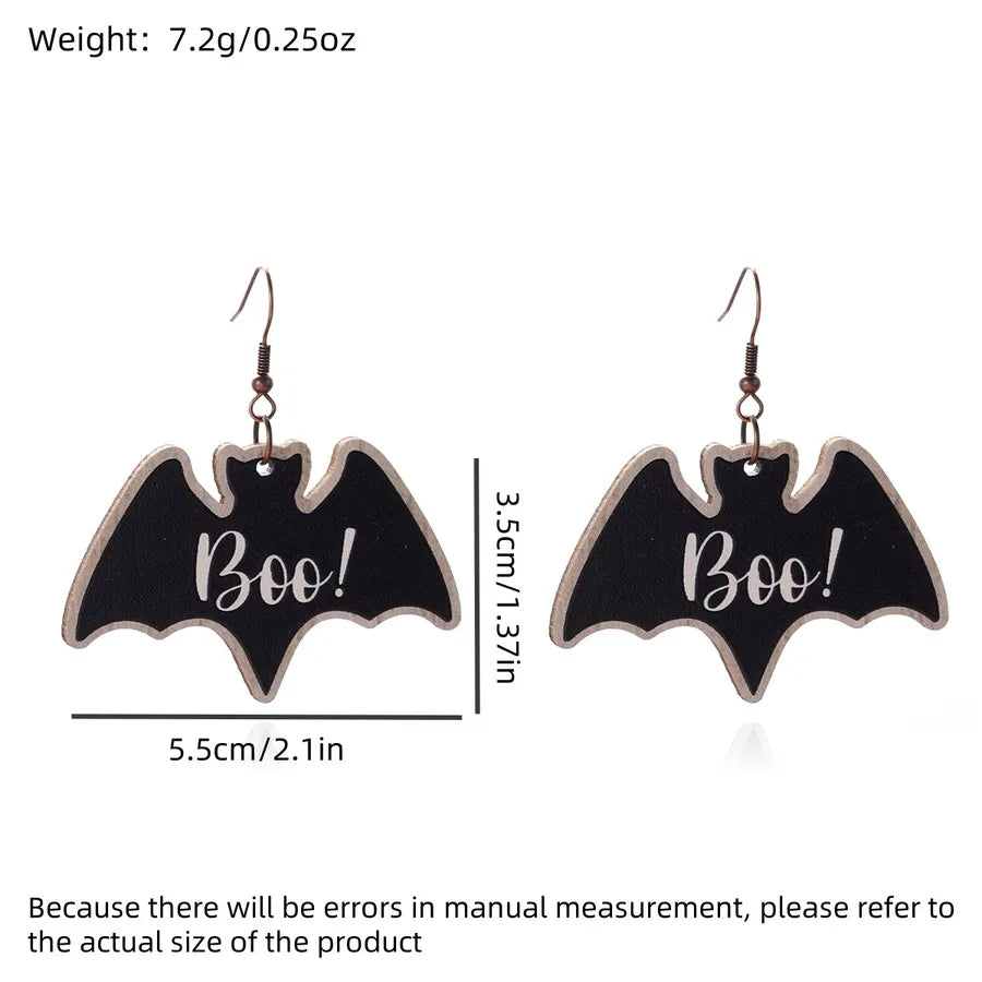 1 Pair Halloween Hip-Hop Funny ghost Spider Skull Wood Drop Earrings