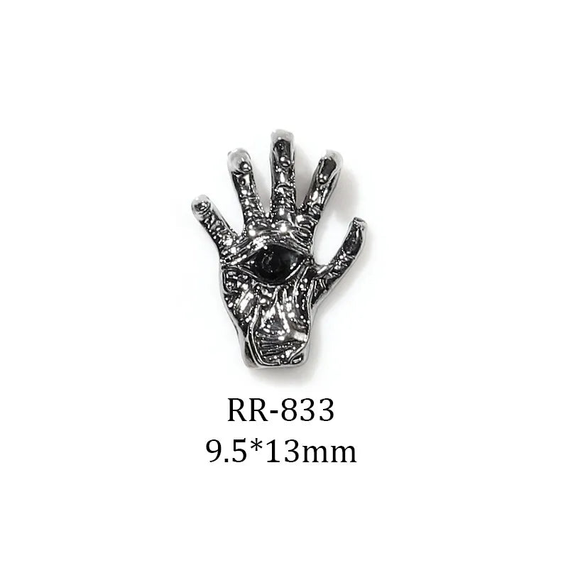 Halloween Dark Series Nail Ornament Three-Dimensional Diamond-Inlaid Cross Love Alloy Nail Accessories Wholesale