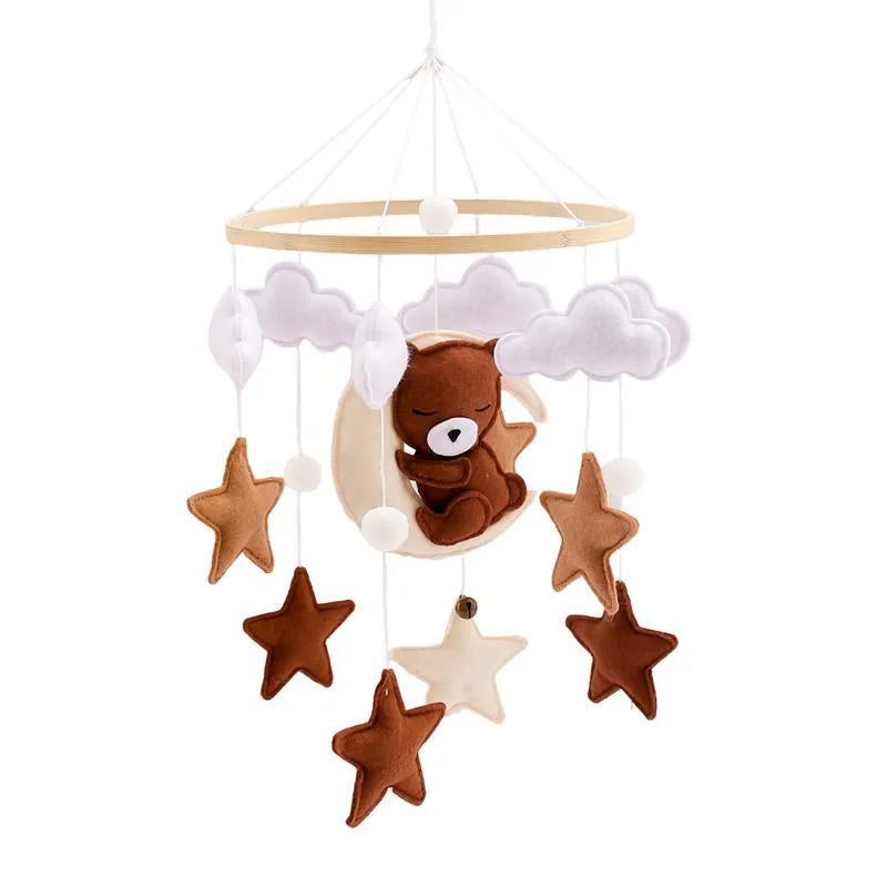Nordic Style Felt Animal Bed Bell Hanging Decoration Baby Infant Carriage Hand Eye Coordination Hanging Ornament Bed Bell