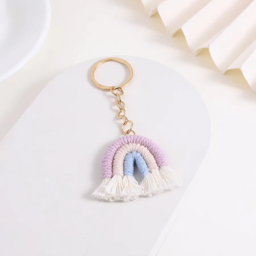 Fashionable Sweet Rainbow Knitted Keychain Pendant Accessory New Arrival Jewelry Handcrafted Tassel Irregular Design Personality