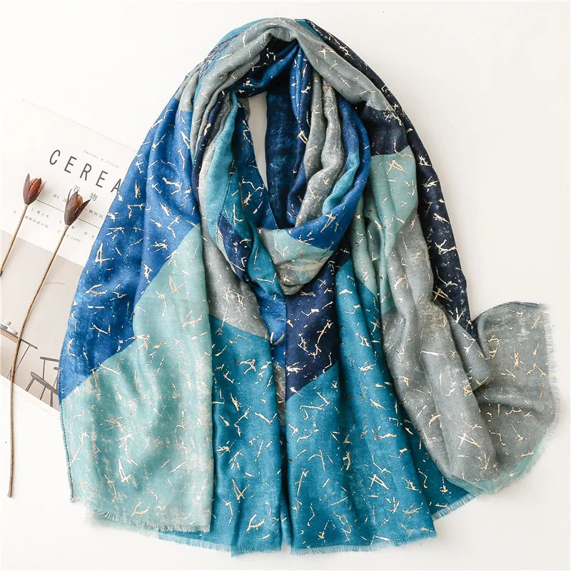 women's fashion color block polyester winter scarves