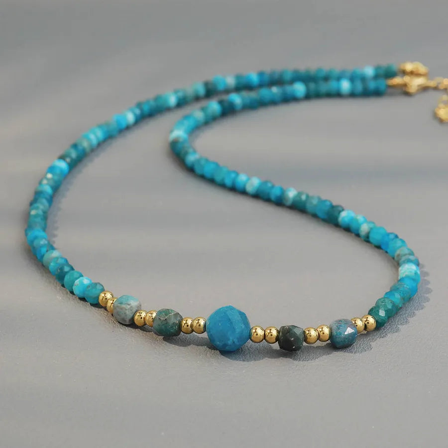 Elegant Vacation Ethnic Style Irregular Round natural stone Titanium Steel 18K Gold Plated Necklace In Bulk