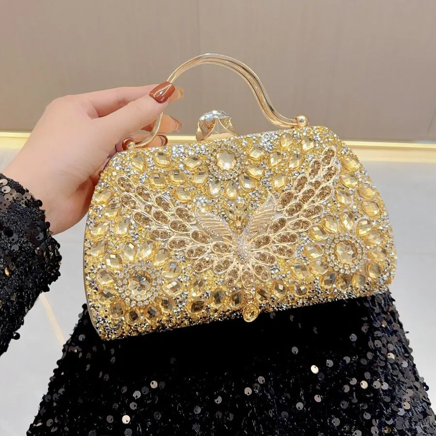 New   diamond crystal handbag full diamond fashion dress banquet bag evening bag shoulder crossbody bag