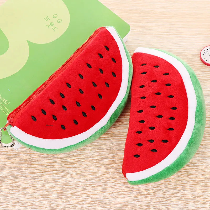 Fashion Cartoon Pencil Bag Cute Big Watermelon Cosmetic Bag Stationery Bag Watermelon Pencil Bag Wholesale Plush Stationery Bag