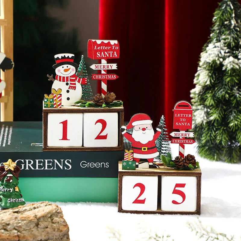 Christmas Wooden Pinecone Countdown Calendar Decorative Mailbox Countertop Ornaments Business Countryside New Style