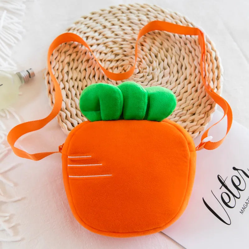New Style Strawberry Carrot Fruit Bag Children's Coin Purse Cute Girls' Crossbody Bag Forest Style Ins Women's Bag