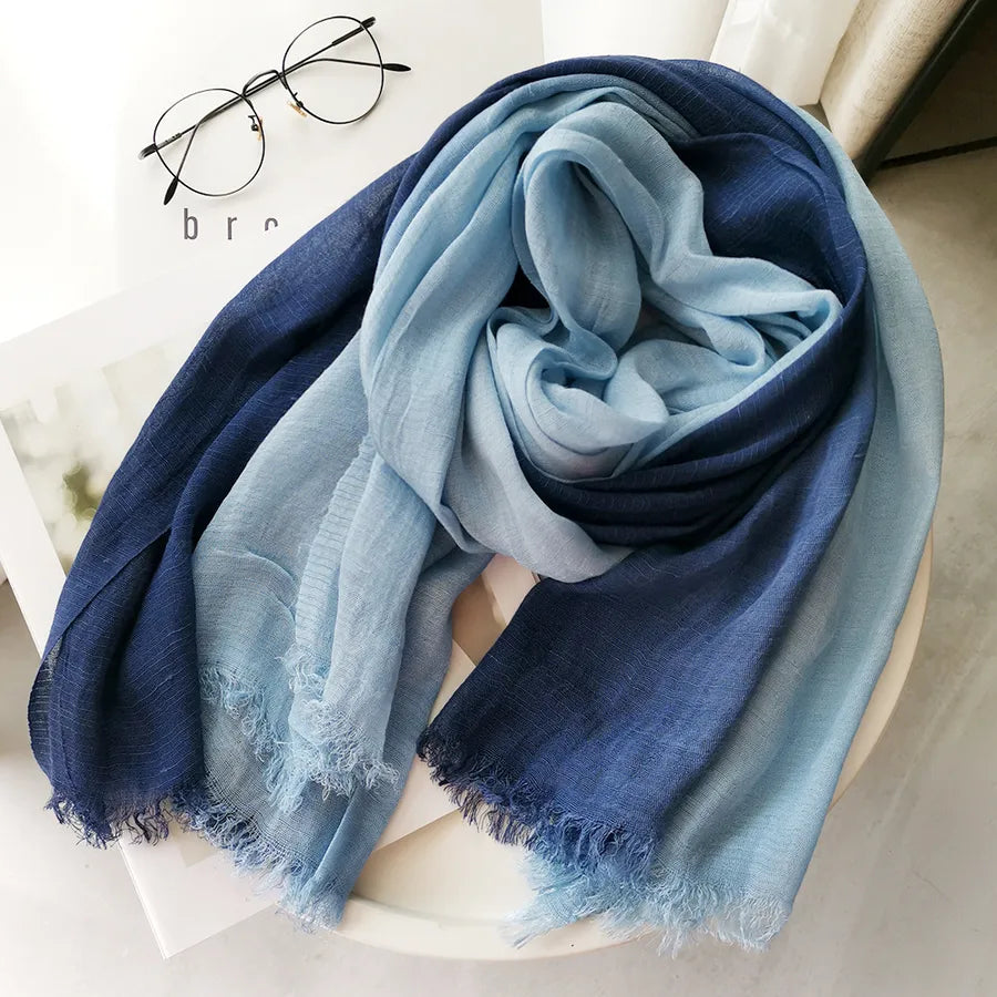 women's elegant gradient color cotton scarves & gloves