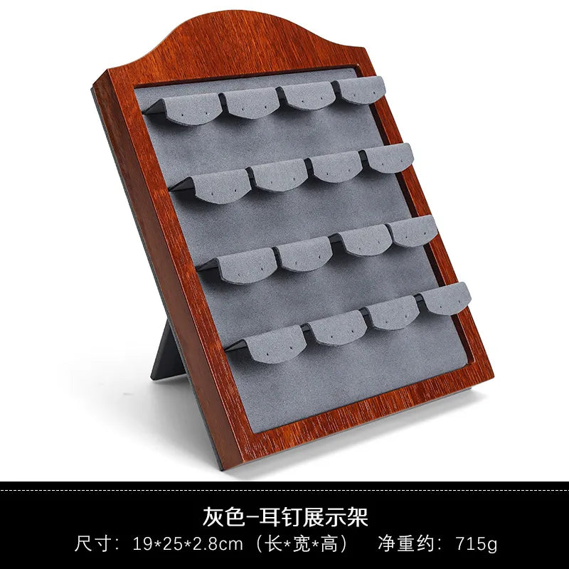 Wood Grain 3D Ring Display Stand Jewelry Earring Pendant Ear Ring Showcase Wooden Material UV Craftsmanship Jewelry Organizer