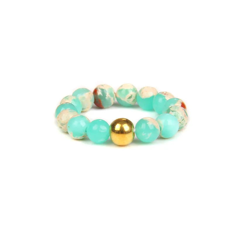 retro solid color natural stone beaded rings 1 piece