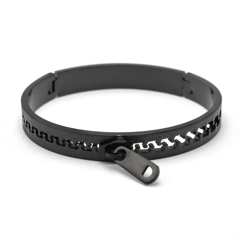 Cool Style Zipper 304 Stainless Steel Bangle In Bulk