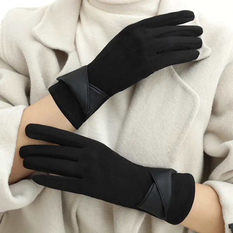 New Style Women's Winter Fashion Warm Gloves Touch Screen Compatible Fleece Lined Cycling Windproof Elegant Basic Style