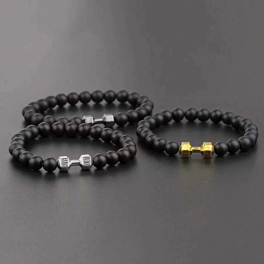 Casual Vintage Style Classic Style Round Polyester Lava Rock Beaded Men's Bracelets