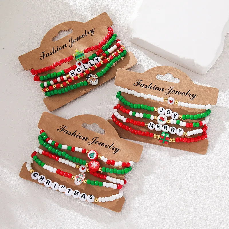 Christmas Themed Letter Bracelet Set With Gift Box  Hot Selling Ladies Bracelets Set Personalized Design