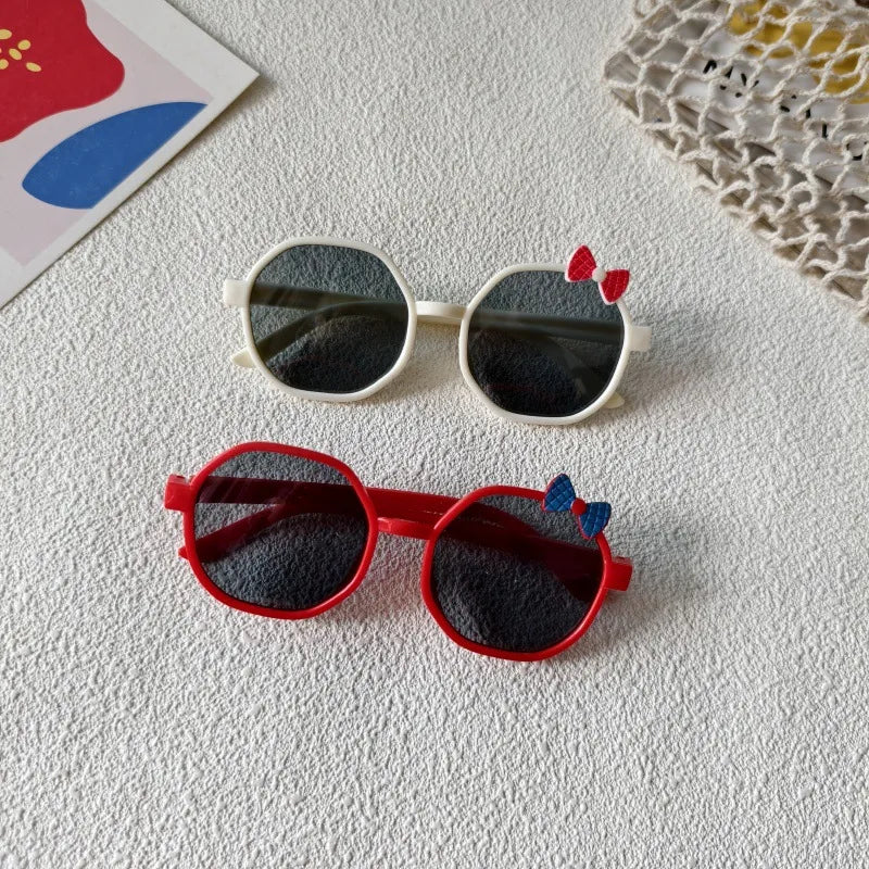 Sweet Simple Style Bow Knot UV400 Protection Resin Special-Shaped Mirror Full Frame Kids Sunglasses