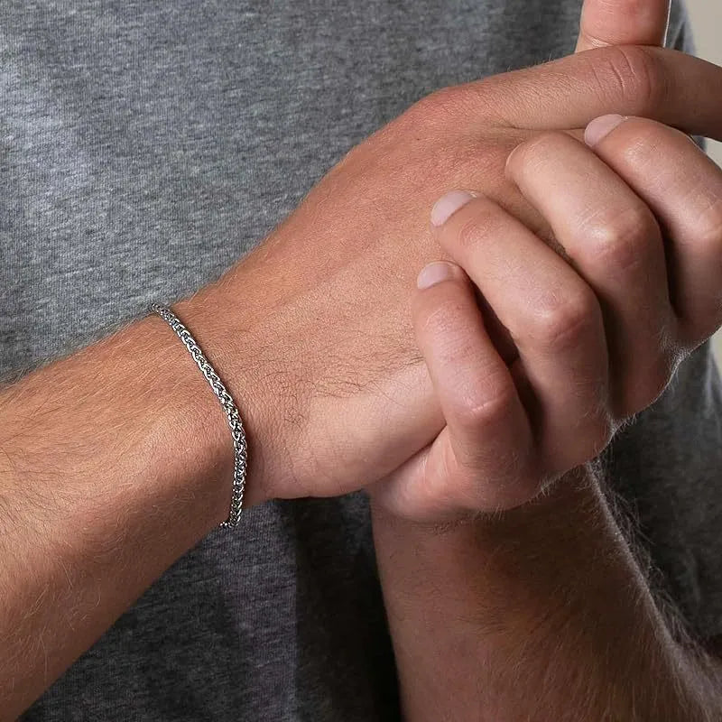 Hip-Hop Vintage Style Geometric 304 Stainless Steel Plating Men's Bracelets Men Chain Bracelets