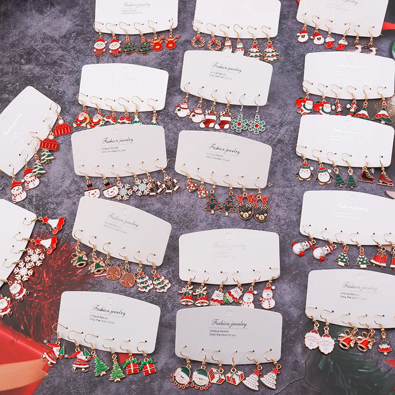 fashion christmas tree santa claus snowman alloy plating inlay rhinestones women's drop earrings 1 set