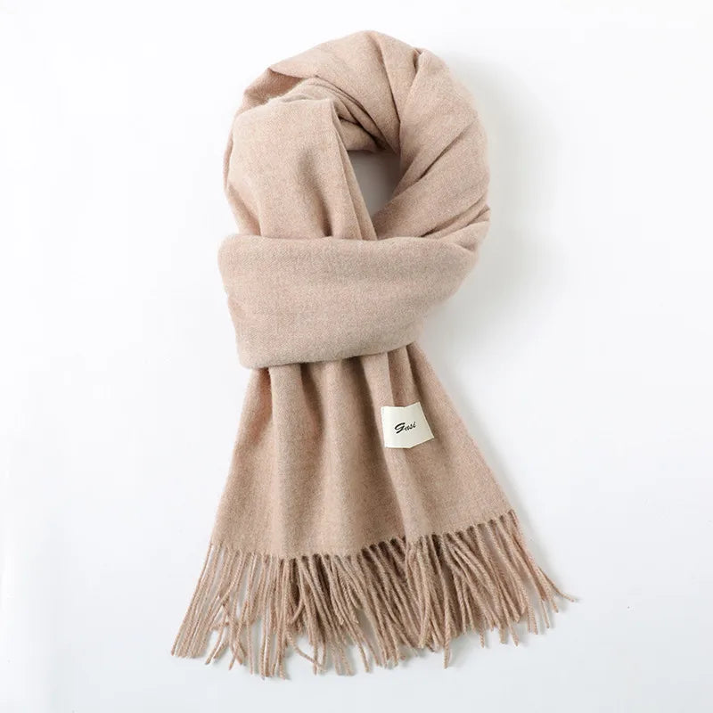 women's simple style solid color imitation cashmere scarf