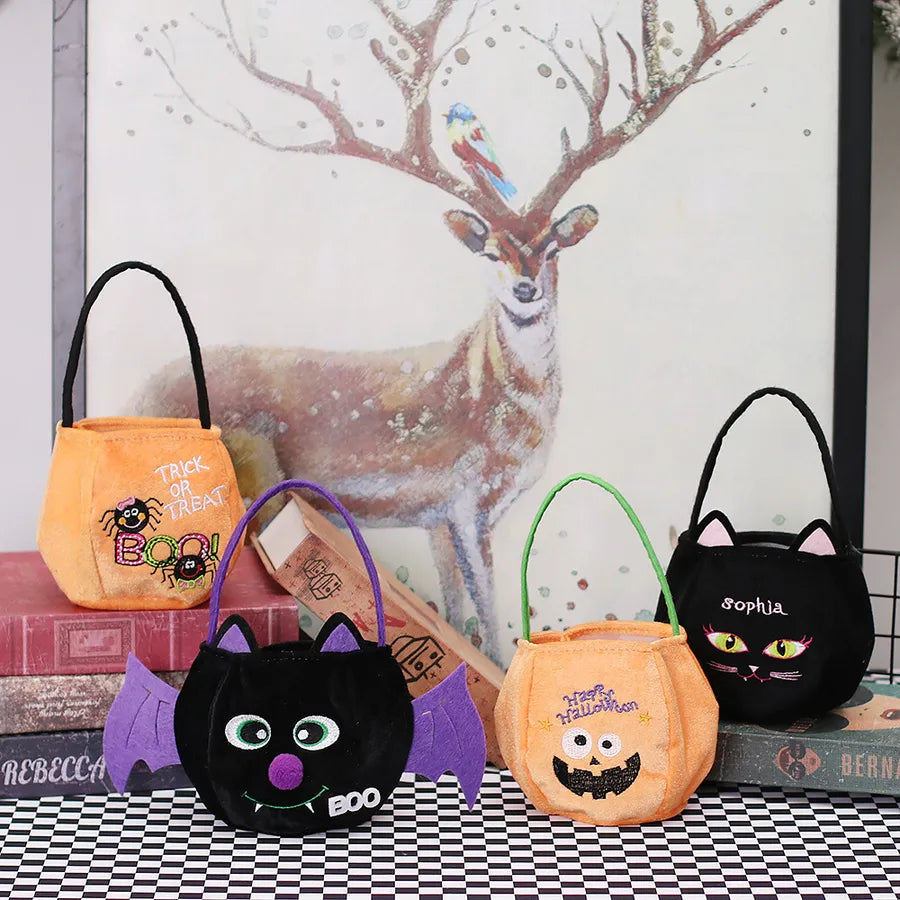 Halloween Decorations 3D Pumpkin Shaped Children's Gift Candy Bag Creative Handheld Festival Decoration Velvet Material