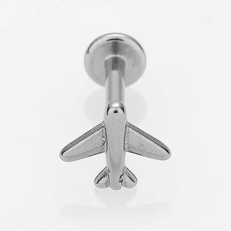 Simple Style Commute Palm Snowflake 316L Stainless Steel  Turquoise lip stud Ear Studs 1 Piece