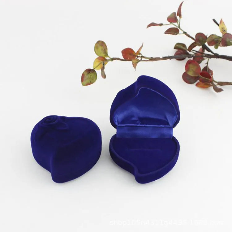 simple style heart shape flannel jewelry boxes