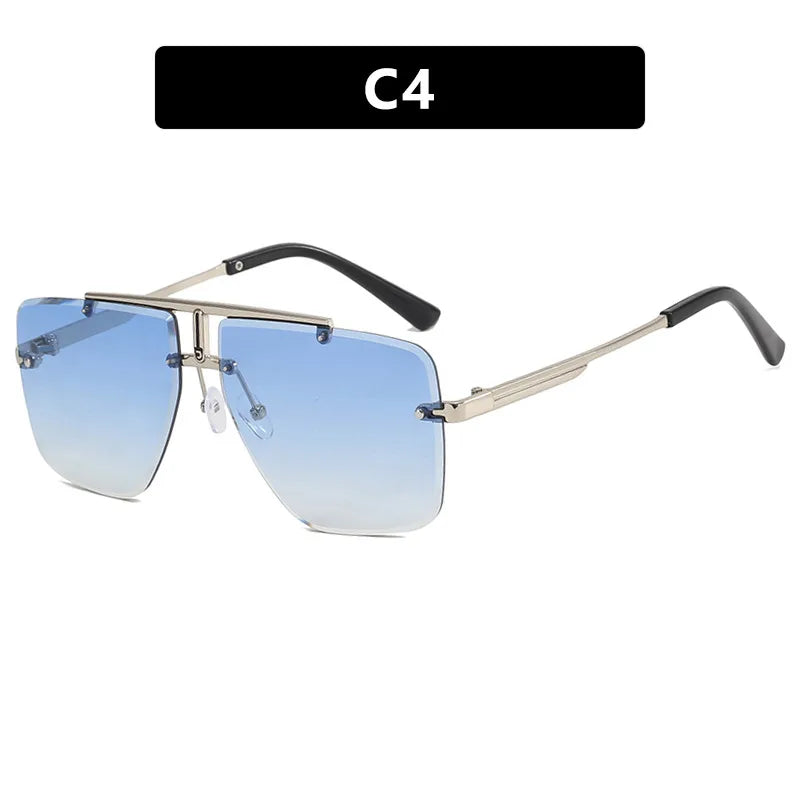 Hip-Hop Punk Streetwear Gradient Color Pc Polygon Frameless Men's Sunglasses