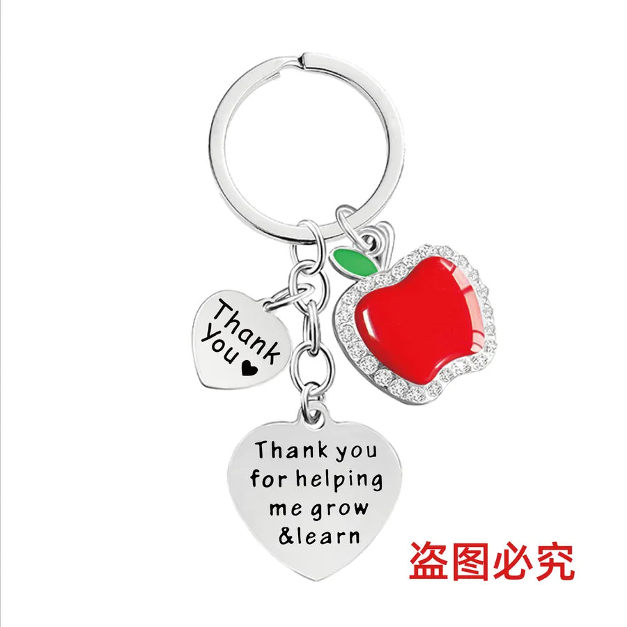Keychain   dripping oil with Diamond Apple graduation season Thanksgiving Teacher's Day teacher gift metal keychain