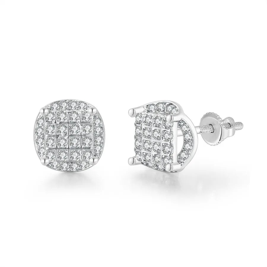 1 Pair Hip-Hop Round Square Heart Shape Plating Inlay Copper Zircon White Gold Plated Gold Plated Ear Studs
