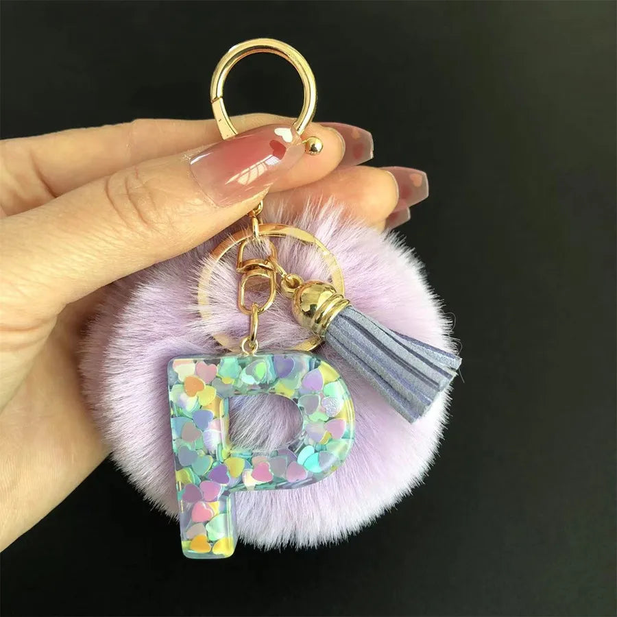 Cute Simple Style Letter Hairball Resin Unisex Bag Pendant Keychain