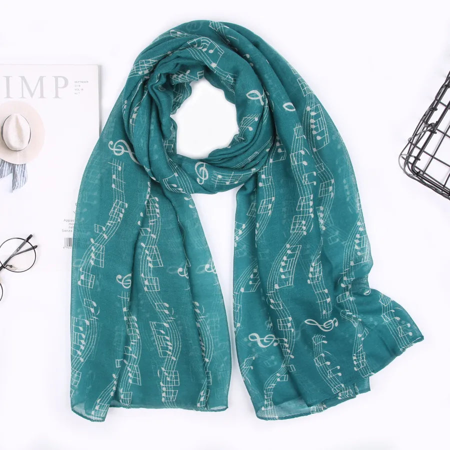 Women's Simple Style Notes Polyester Scarf