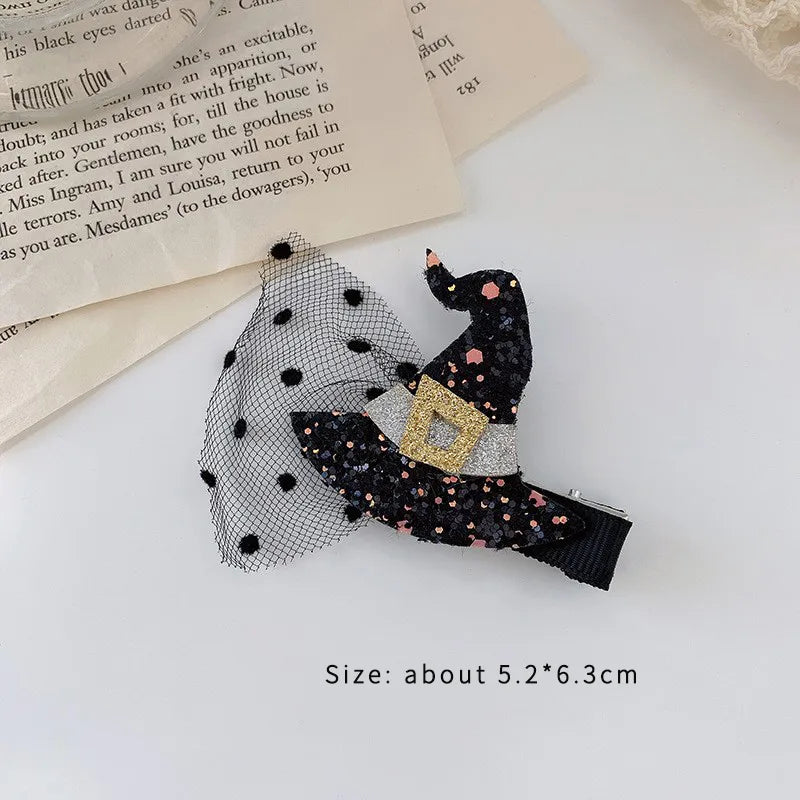 exaggerated funny halloween pattern pumpkin bow knot alloy cloth hair clip