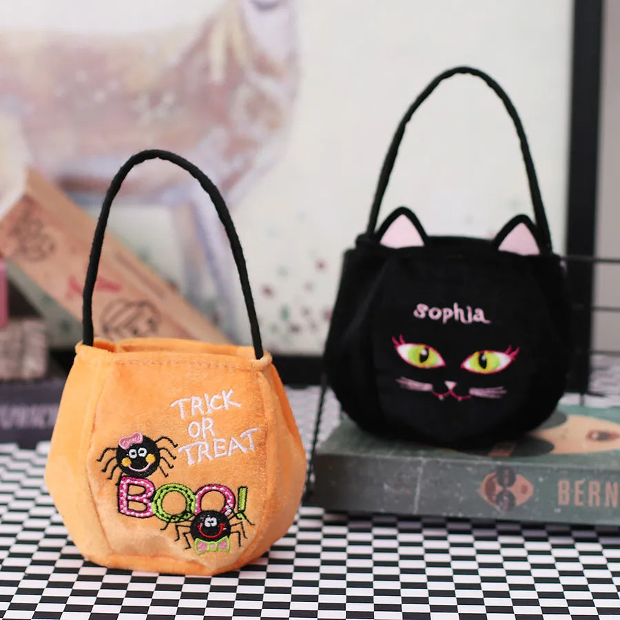 Halloween Decorations 3D Pumpkin Shaped Children's Gift Candy Bag Creative Handheld Festival Decoration Velvet Material