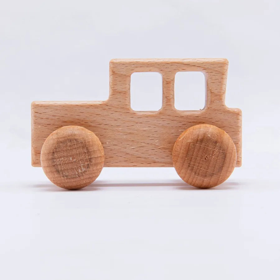Walnut Wooden Mini Color Car Children's Early Education Educational Building Blocks Toys Baby Cart
