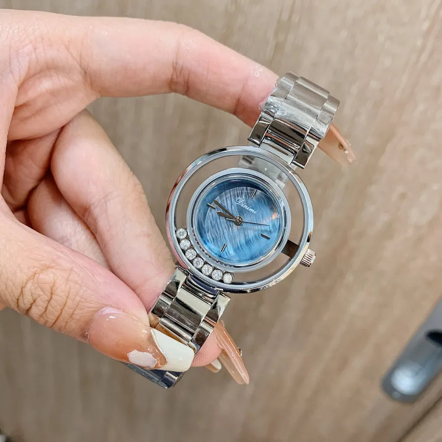 Simple Style Solid Color Butterfly Double Snap Quartz Watch Women's Watches