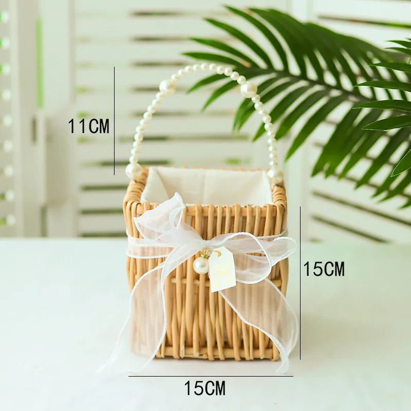 Pastoral Geometric bamboo wisteria Storage Basket