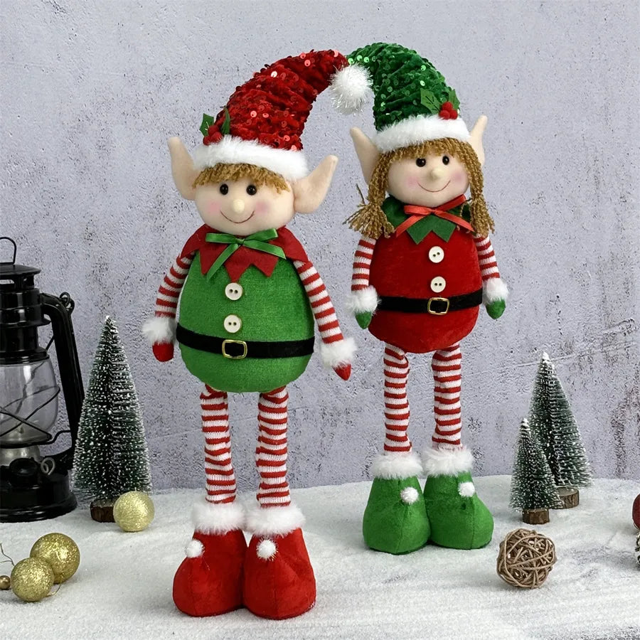 Christmas New Arrival Extendable Elf Doll Decorations Children Gifts Fairy Figure Home Decor Classic Style Polyester Material