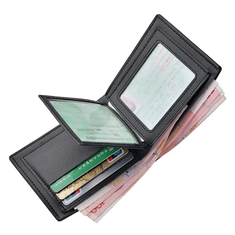 in stock wholesale men's wallet men's tri-fold short driving license wallet multi-card position