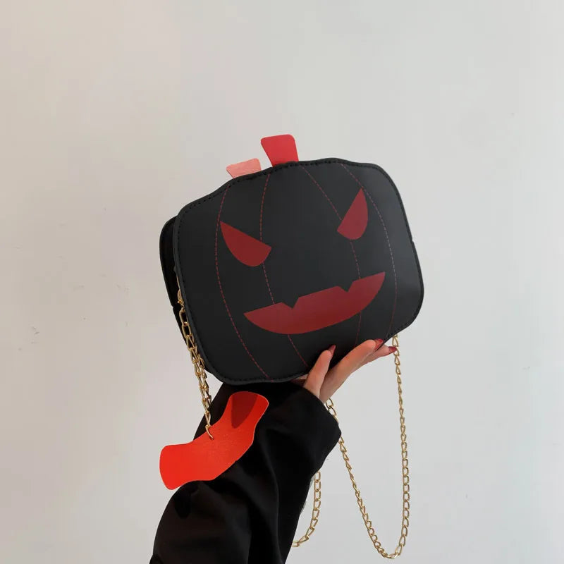 Halloween Funny Pumpkin Bag  New Fashion Color Contrast Personalized Creative Trendy One-Shoulder Women's Bag Cartoon Crossbody Bag