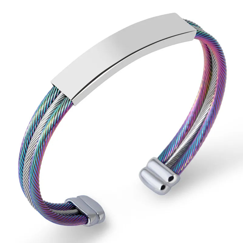Commute Color Block Stainless Steel Plating Unisex Bangle