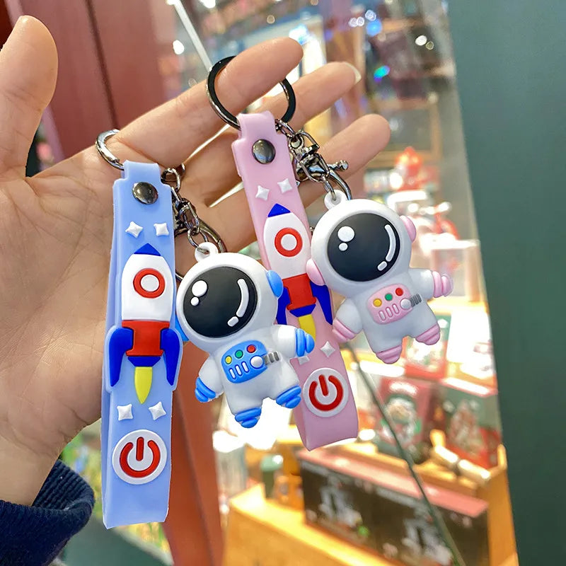 cute astronaut pvc unisex bag pendant keychain 1 piece