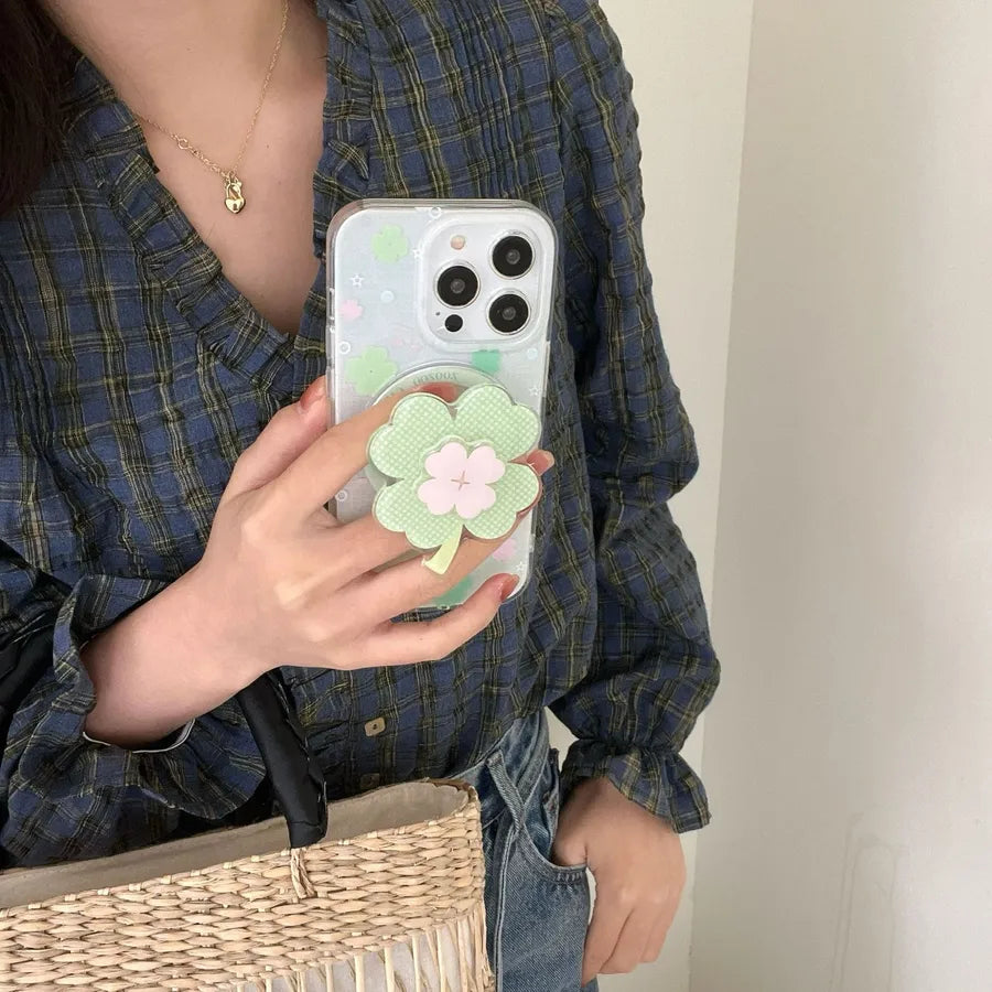 Acrylic Four Leaf Clover Cute Lady Phone Cases Airbag Bracket Phone Accessories