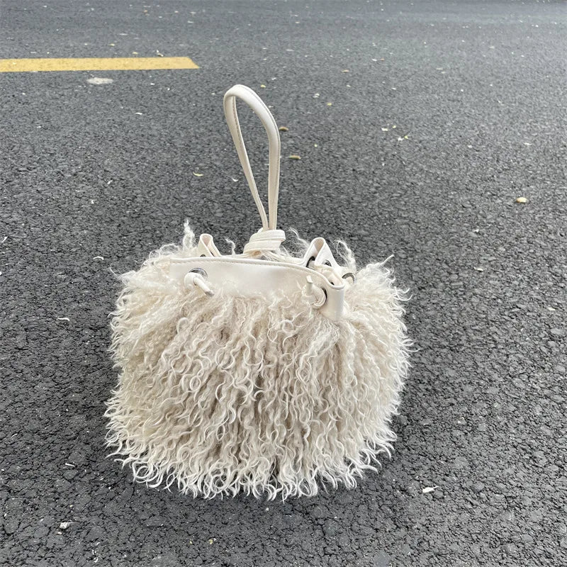 women's medium all seasons plush basic bucket bag