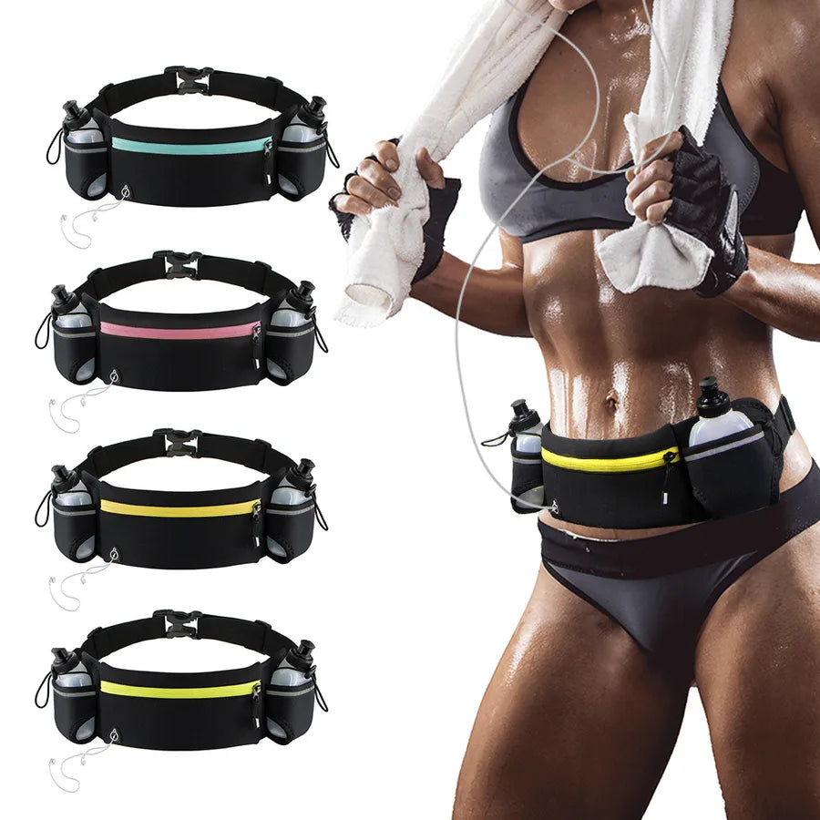 Running waist bag men and women with double kettle bag with sports fitness fashion belt outdoor marathon  wholesale