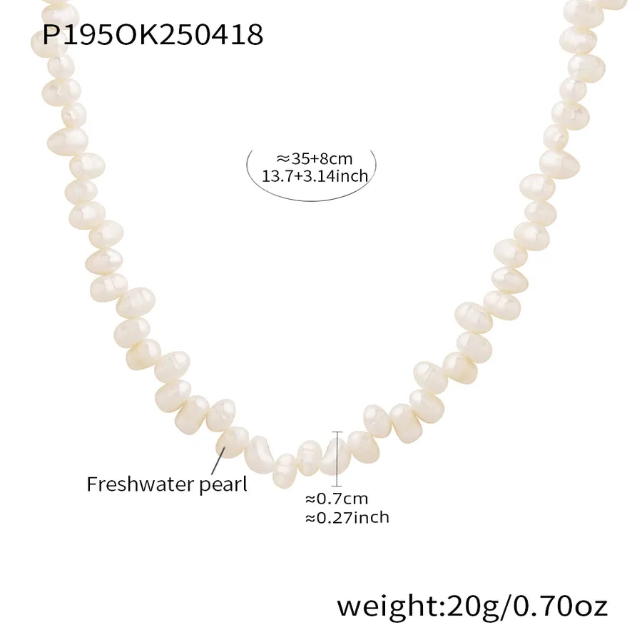 304 Stainless Steel Freshwater Pearl Ion Plating (IP) Beaded Chain Beaded Geometric Necklace