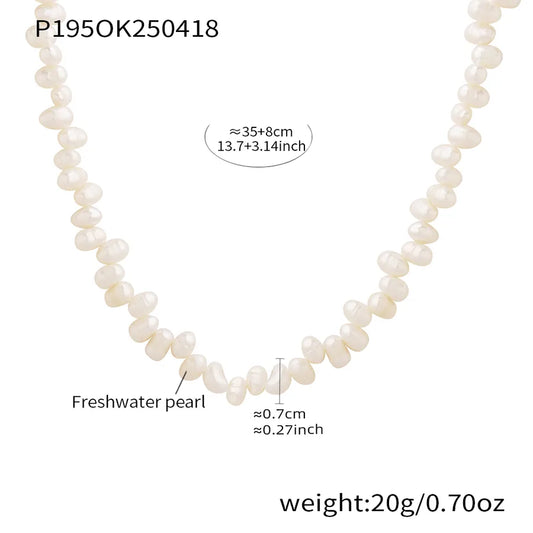 304 Stainless Steel Freshwater Pearl Ion Plating (IP) Beaded Chain Beaded Geometric Necklace