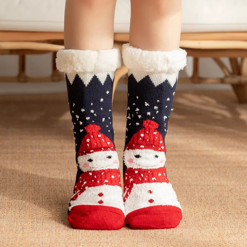 Christmas Sweet Women's Cartoon Snowman Polyacrylonitrile Fiber Crew Socks A Pair